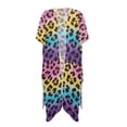 thumbnail image 2 of FKELYI Rainbow Leopard Print Kimono Coverups for Women Soft Beach Cover Up Half Sleeve Summer Cardigan Bikini Cover Ups Resort Wear Casual Cruise Outfits, 2 of 6