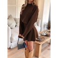 thumbnail image 5 of Fall Sweater Sets Skirt Sets Women 2 Piece Outfits Long Sleeve Top and Skirts Set Brown S, 5 of 7