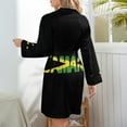 thumbnail image 6 of Jamaican Logo Gaming Anti Night Robe Long Sleeve V Neck Robe With Belt Women's Sleepwear Dresses, 6 of 9