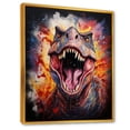 thumbnail image 2 of Designart "Pop Art Interpretation of T-Rex Dinosaur I" Animals Framed Wall Art - Modern Blue Dinosaur Entryway Framed Wall Art Print, 2 of 6