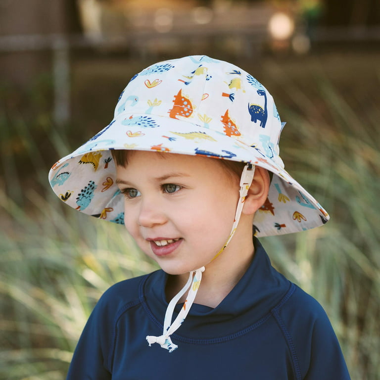 JAN & JUL 50+ UPF Baby Boy Sun-Hat, with Adjustable Strap, Cotton (M: 6-24  Months, Dino Kids)