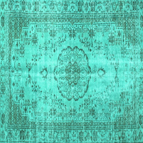 Ahgly Company Indoor Square Persian Turquoise Blue Traditional Area Rugs, 3' Square