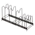 thumbnail image 1 of iKayaa Expandable Pot and Pan Rack Pot Organizer Stainless Steel Rack for Kitchen Cabinet Organization and Storage Black / Silver, 1 of 8