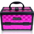 thumbnail image 3 of SHANY Chic Makeup Train Case Cosmetic Box Portable Makeup Case Cosmetics Beauty Organizer Jewelry storage with Locks , Multi trays Makeup Storage Box with Makeup Mirror - FOXY PINK, 3 of 5