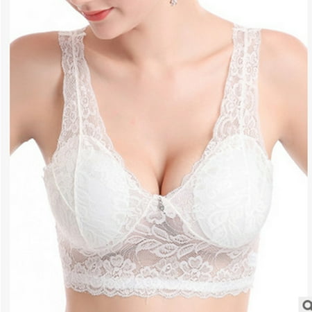 SMihono Savings Women s Sexy Racerback Lace Plunge Bralette Padded Bra Top Racerback Bralette - Wireless Lace Bralette for Women White XXL