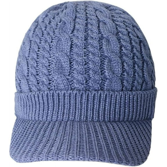 ZhangBaoLin Knit Beanie Hat Women Stretch Skull Cap Winter Warm Vintage Crochet Hat Running Solid Color Caps with Visor Brim