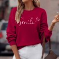 thumbnail image 4 of Oversized Sweatshirt For Women Trendy Daily Home Outdoor Workout Solid O Neck T Shirt Printed Tops Clothes With Pocket, 4 of 8