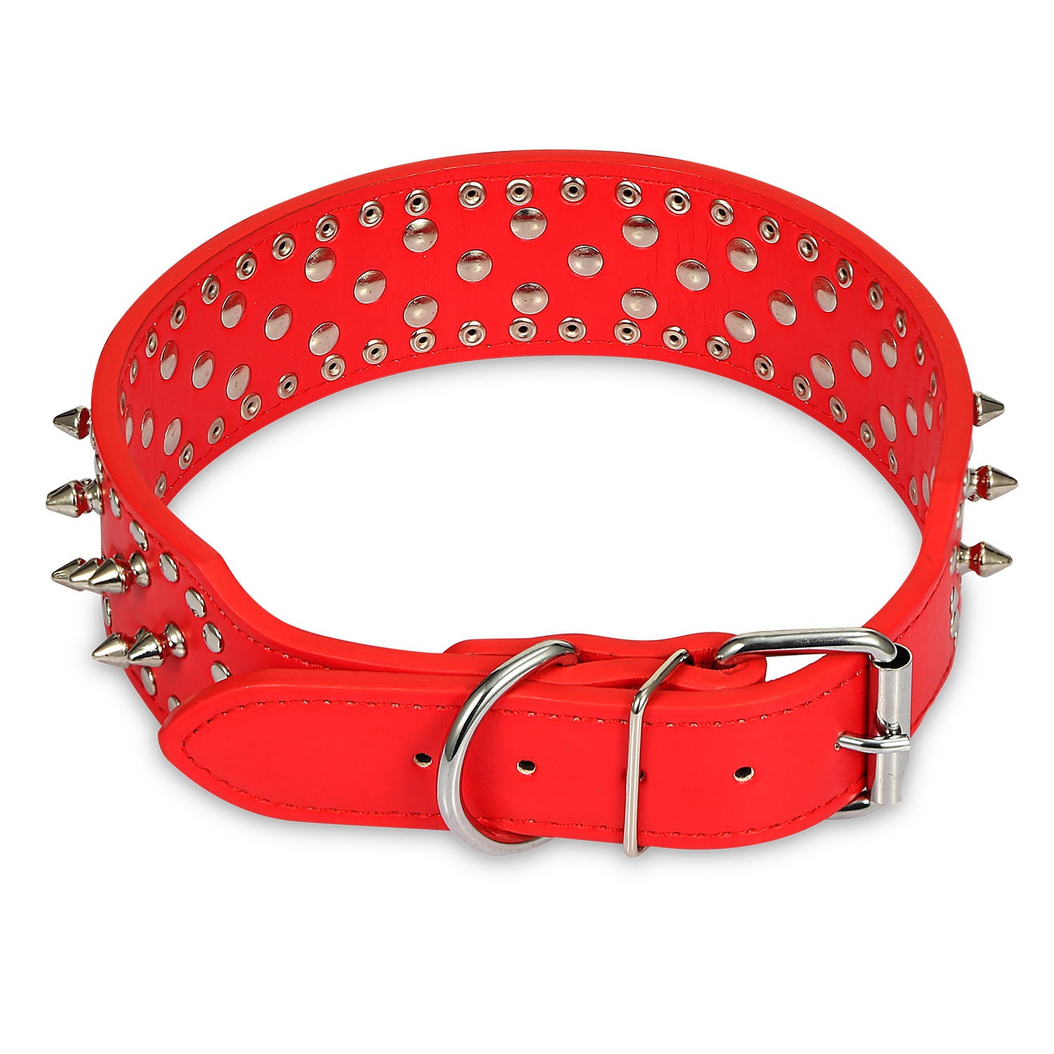 iMountek Dog Leather Collar Spiked Studded Pet Dog Collar Adjustable Neck Pitbull Mastiff Collar