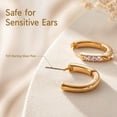 thumbnail image 5 of Small Gold Plated Hoop Earrings for Women 4 Set, Zircon Hypoallergenic Earrings Chunky Earrings with Silver Post, 5 of 10