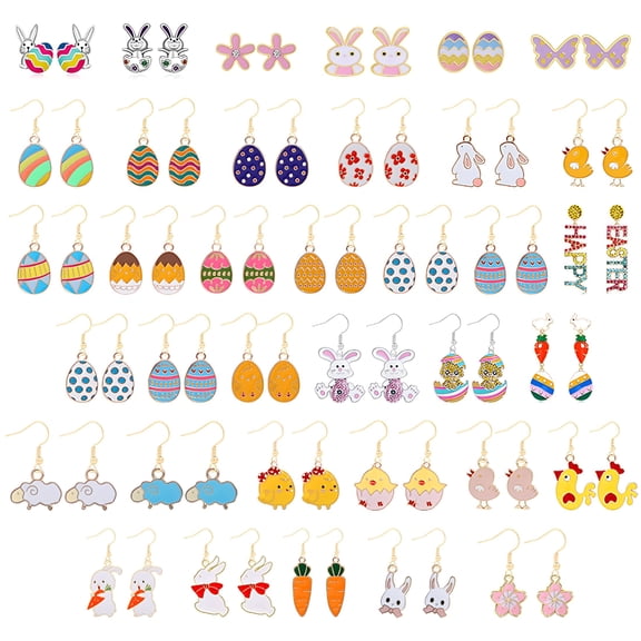 DESIGNICE Cartoon Cute Bunny Dangling Rabbit Earrings Happy Easter Egg Carrot Earring Easter Earrings Cartoon Cute Rabbit Earrings Women's Halloween Moon And Star Ear Swirls