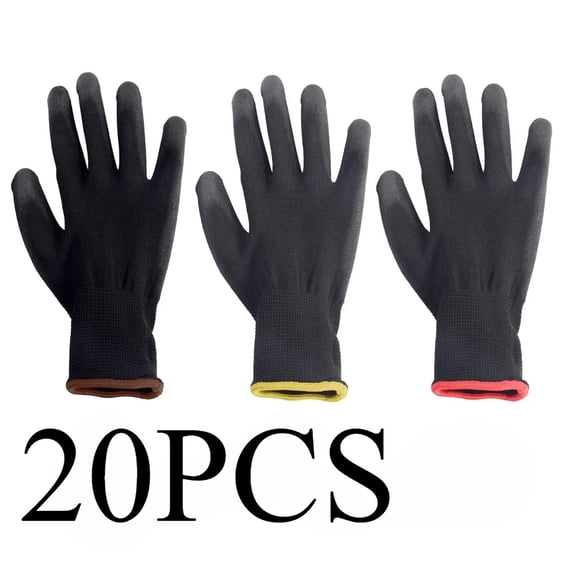 20-Pack PU Coated Work Gloves – Nylon & Polyurethane Non-Slip Breathable Gloves for Woodworking, Automotive Repair & Outdoor Work