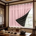 thumbnail image 6 of Usbinx Life No Drill Blackout Curtain Double Layer Thermal Insulated Room Darkening Drapes Rental Friendly Window Covering for Bedroom Living Room Bay Window 39x35 Inch, 6 of 7