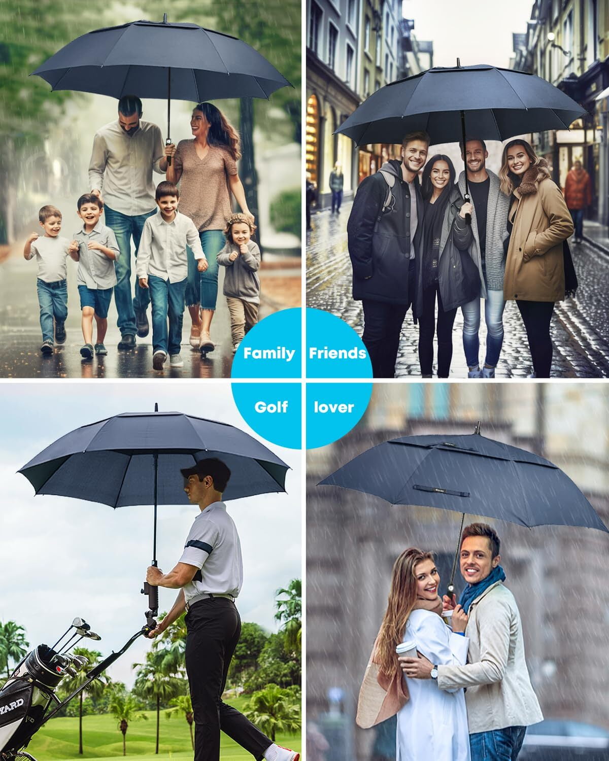 Gonex 72 Inch Automatic Open Golf Umbrella, Extra Large Vented Stick Umbrellas with Windproof Double Canopy