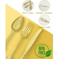 thumbnail image 5 of Goodluck 75 Pack Gold Plastic Silverware Set – Heavy Duty Disposable Cutlery, Includes 25 Forks, 25 Spoons, 25 Knives, Elegant Vintage Design for Weddings, Parties, Thanksgiving, and Daily Use, 5 of 7