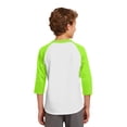 thumbnail image 2 of Sport-Tek Youth Colorblock Raglan Jersey-L (White/ Lime Shock), 2 of 6