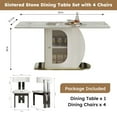thumbnail image 2 of 5-Piece Dining Table Set, 63" Charred Stone Kitchen Table Set with Glass Storage Cabinets and 4 Velvet Chairs, Dining Room Table Set with Golden Base, Black, 2 of 6
