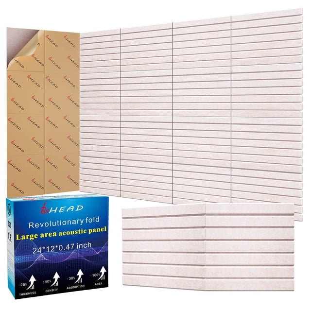 Paneles de pared insonorizados BSHEAD, paquete de 6, 60 x 30 x 1,2 cm, alta densidad