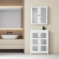thumbnail image 4 of Teamson Home Armoire Murale de Salle de Bain Rangement 2 Portes en Verre Tablettes Blanc, 4 of 10