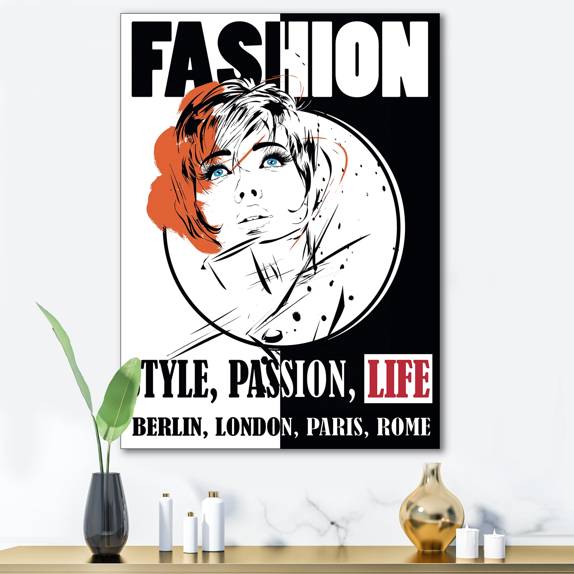Designart ' Style Passion Life Fashion Woman IV ' Vintage Canvas Wall Art Print
