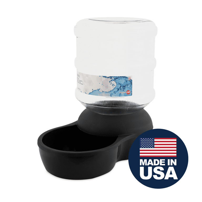 Aspen Pet Lebistro Gravity Waterer Water Bowl Station for Cats and Dogs,  2.5 gallon, Black