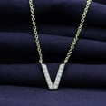 thumbnail image 2 of 18K Yellow Gold Plated Initial Necklace | Moissanite Diamond Alphabet Necklace | Dainty Necklaces for Her | Letter "V" Pendant Necklace |18" + 2" Adjustable Chain, 2 of 6