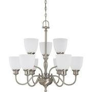 Nuvo Lighting 62779 - 9 Light (Medium Screw Base) 29" Bella Brushed Nickel Finish with Frosted Linen Glass Chandelier Light Fixture (60-2779)