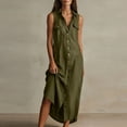 thumbnail image 2 of Lmueinov Women's Cotton-Linen Blend Sleeveless Button Down Shirt Maxi Dress, Collared Casual Long Dress with Pockets S-2XL, 2 of 3