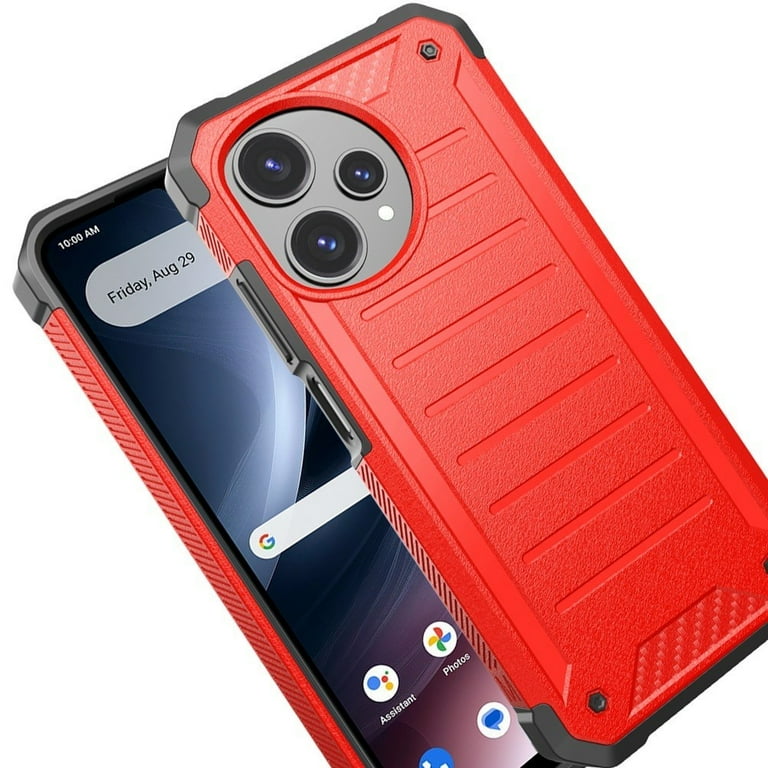 For AT&T Verge 2 SN333A Premium Tough Hybrid Cell Phone Cover Case +  Tempered Glass - PTF Red - Walmart.com