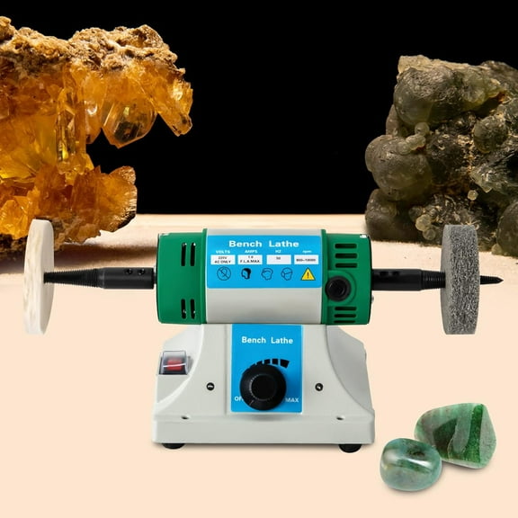 Jewelry Polisher, 320W Bench Buffer Polisher Jewelry Grinder Bench Lathe Polishing Buffing Machine Variable Speed Benchtop Polishing Buffing Machine for Jewelry, Wood, Silver, Amber