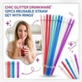 thumbnail image 2 of 12PCS Reusable Plastic Straws with Rings, Colorful Drinking Straws for Party Beverages, Eco-Friendly Durable Straw Set, Daily Use Accessories, 2 of 6