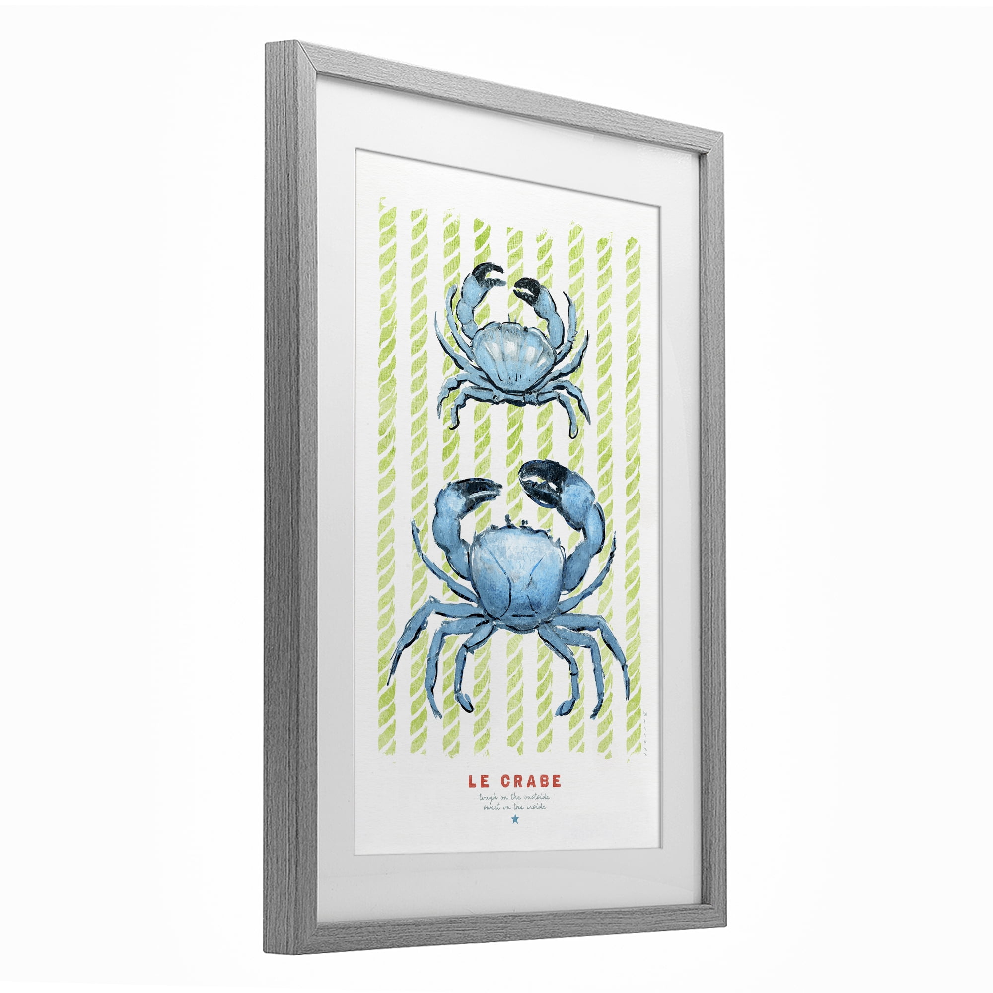 Stupell Industries Modern Bistro Crabs Gray Framed Print Under Glass, design by Chad Barrett