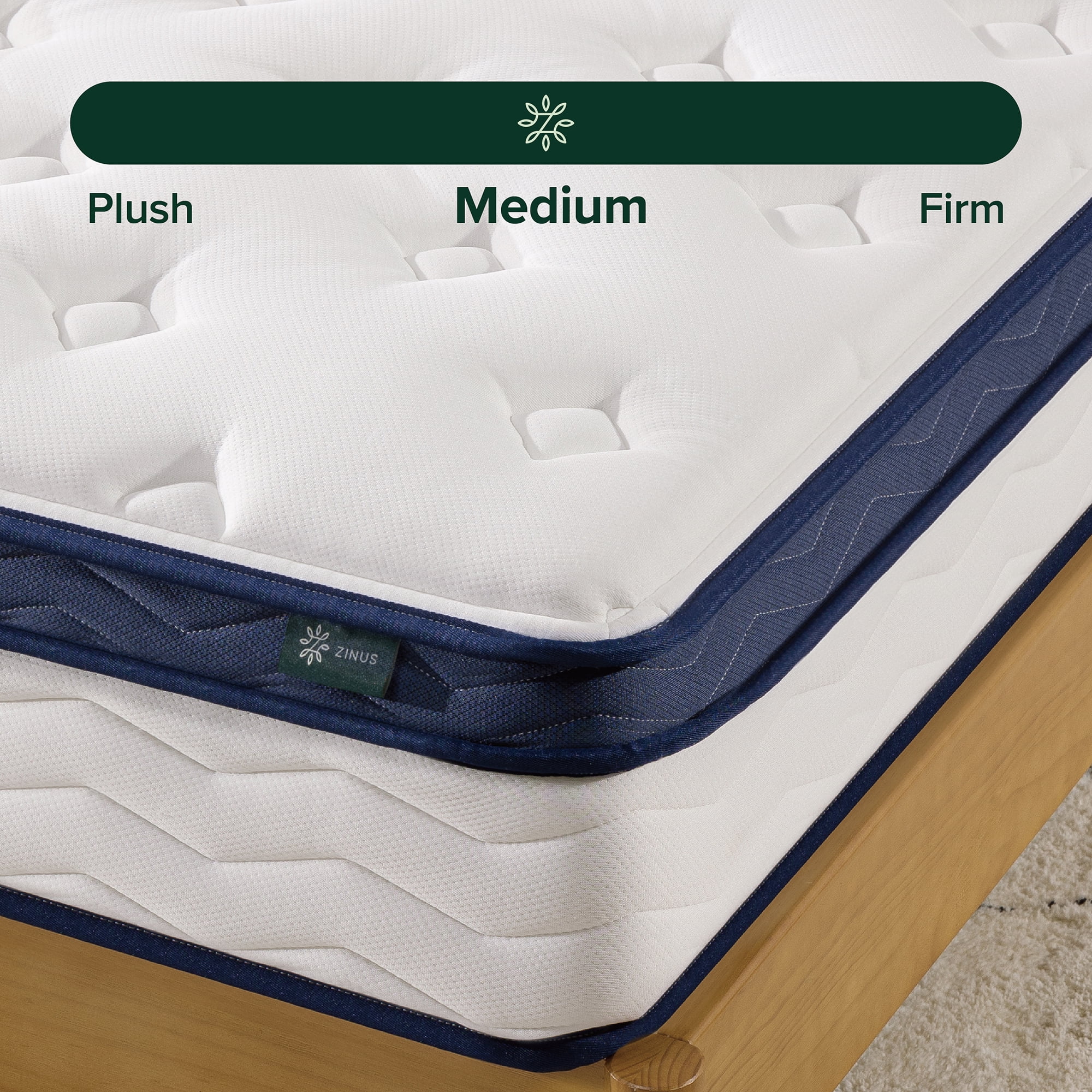 Zinus 10" Pocket Coil Euro Top Hybrid Mattress, Queen