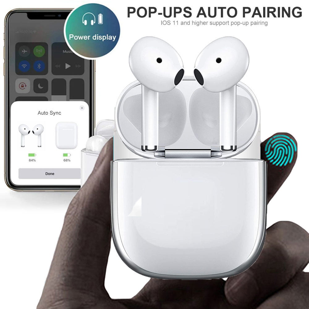 Bluetooth 5.0 Wireless Headphone Pop-ups Auto Pairing Smart Touch Control Earphones Noise Canceling 3D Stereo Waterproof Sports Headset compatible with Apple Airpods Android/Iphone