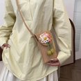 thumbnail image 4 of Women Beach Bag Straw Shoulder Bag Flower Phone Case Handwoven Handbag and Purse Female Crossbody Bag for Travel Daily White, 4 of 5