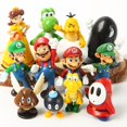 thumbnail image 1 of Juego de 12 Uds. De muñecos de dibujos animados de Super Mario Brothers Kuigi Yoshi, títeres, juguetes de modelos coleccionables, decoración para hornear en el coche, regalos para niños zhangmengya LED, 1 of 2