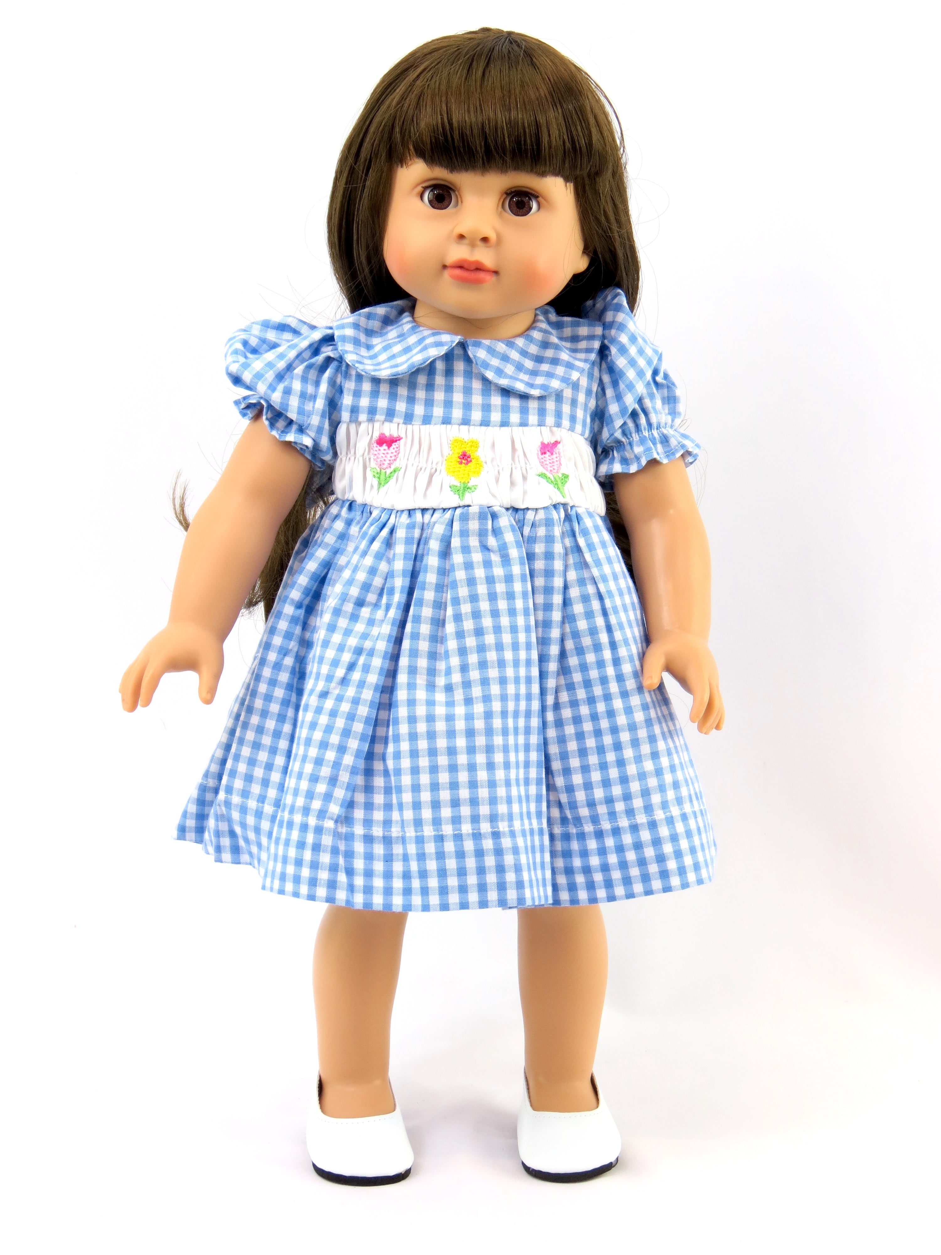 Doll clothes Light blue with white polka dots cupcake dress for 18 inch dolls Doll fashionable handmade sleeveless dress