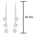 thumbnail image 5 of Sophisticated Dangle Chain Square Sparkle Cubic Zirconia .925 Silver Earrings, 5 of 6