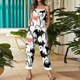 thumbnail image 6 of WTOBBY Women's Retro Casual Jumpsuit featuring Halloween Print, Loose Fit with Suspenders in Cotton and Linen, Perfect for Comfortable Outfits Year-Round,Pink2XL, 6 of 6