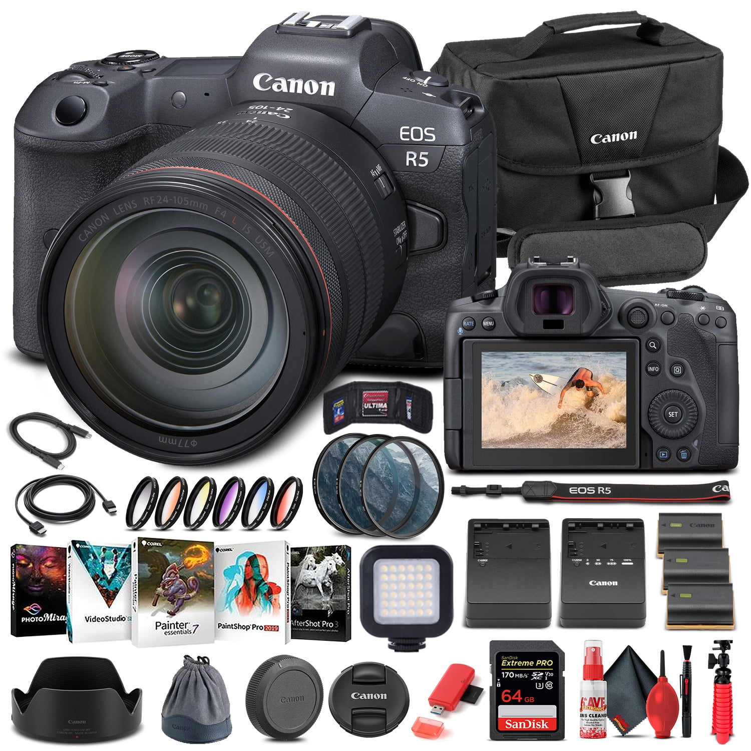 Canon EOS R5 Mirrorless Camera W/ 24-105mm F/4L Lens 4147C013 ...