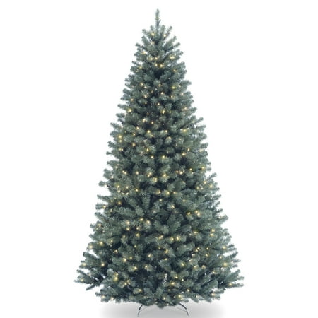 National Tree Pre-Lit 7-1/2' North Valley Blue Spruce Hinged Artificial Christmas Tree with 700 Clear