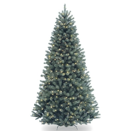 Blue Spruce Artificial Tree National Tree Pre-Lit 7-1/2' North Valley Blue Spruce Hinged Artificial Christmas Tree with 700 Clear Lights ()