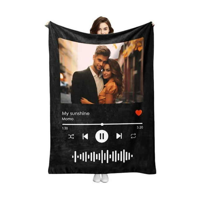 Personalized Music Blanket Customized Blanket for Couples With Photos Birt H9D1