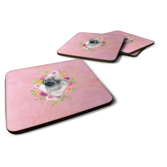 Moscow Watchdog Pink Flowers Foam Coaster Set of 4