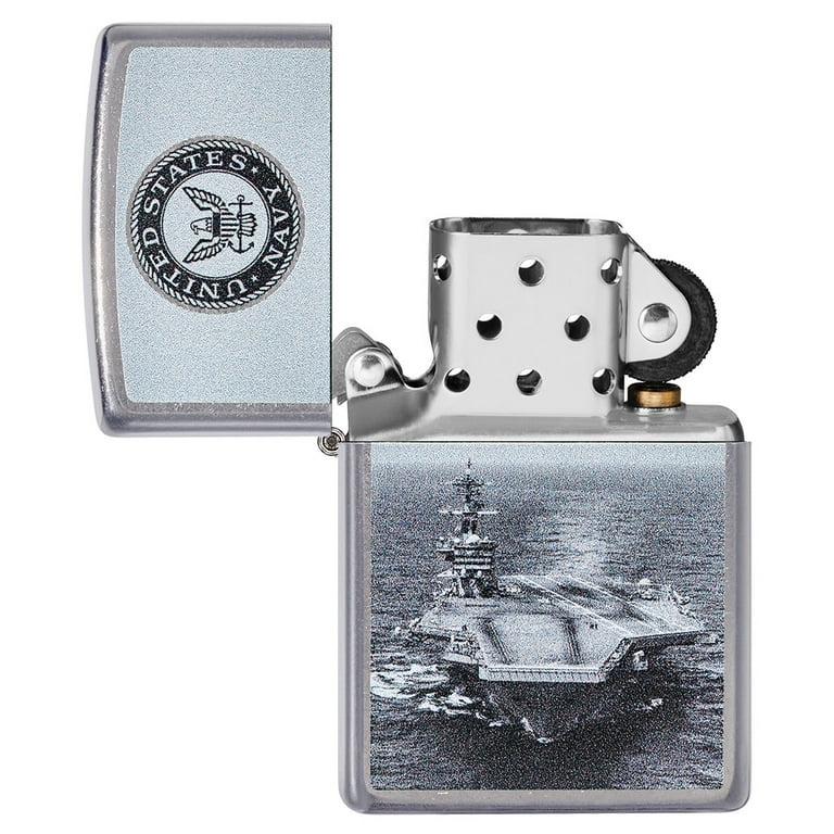 Zippo U.S. Navy Aircraft Carrier Street Chrome Pocket Lighter