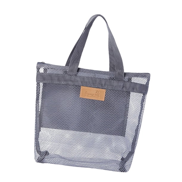 Bolso de la bolsa de asas de la playa de con el bolso cosmético portátil del viaje de la manija para las comidas campestres Gris