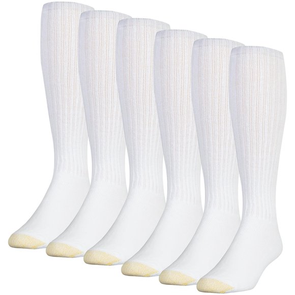 GOLDTOE Men's Ultra Tec Performance Over-The-Calf Athletic Socks, Multipairs, White (6-pairs), Large