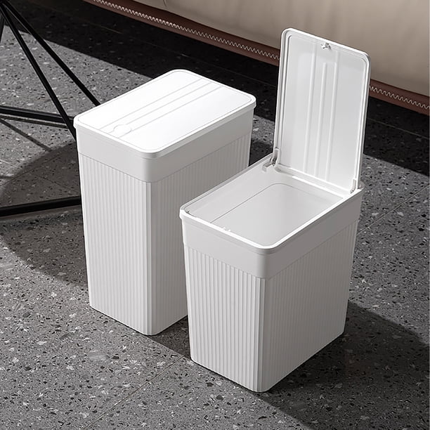Fiudx Cubo de Basura Delgado, Tapa de Resorte Multifuncional, Diseño de Correa Estrecha, Ahorra Espacio, Elegante Almacenamiento de Cocina, Fácil de Usar, Decoración Moderna para Baño U Oficina, Tama