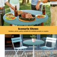thumbnail image 6 of Elastic Fitted Round Tablecloth, Turquoise Ombre Waterproof Stretch Table Cover for 45"-54" Tables, Teal White Gradient Modern Abstract Art Washable Outdoor Tablecloths for Patio, Picnic, Camping, 6 of 9