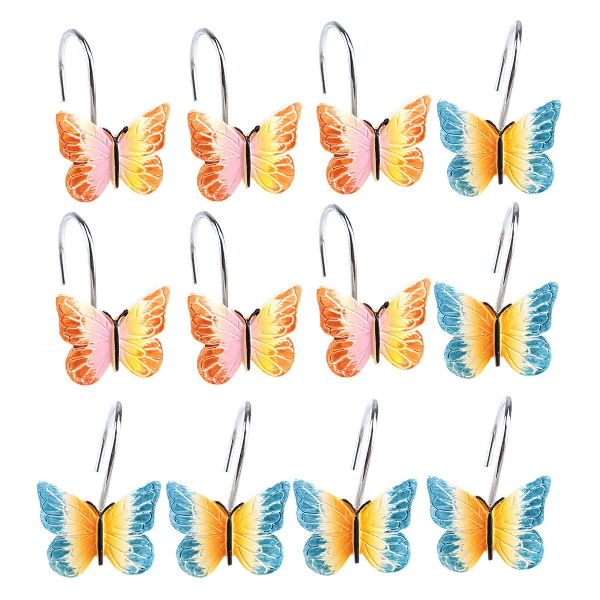 12 pcs Decorative Butterfly Shower Curtain Hooks for Home USE