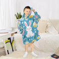 thumbnail image 6 of FORMRS Wearable Blanket Hoodie with Sleeves for Kids Cozy Flannel Sweatshirt, Blue Easter Bunny, 6 of 7